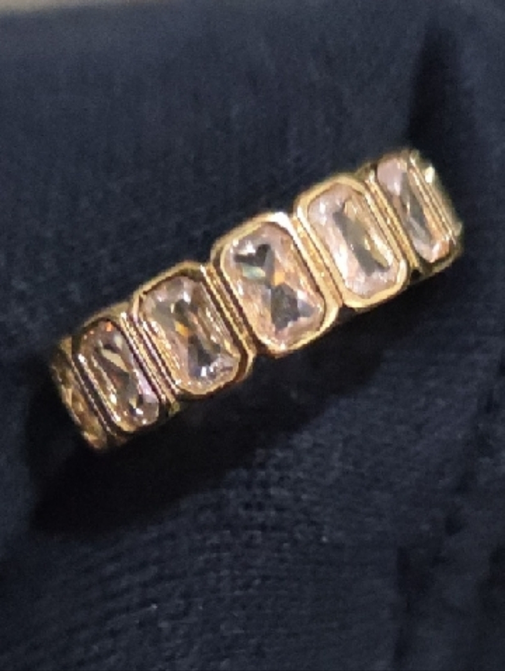 Gold Tone Radiant Cut CZ Eternity Band Ring Sz6 NIB - Picture 3 of 7